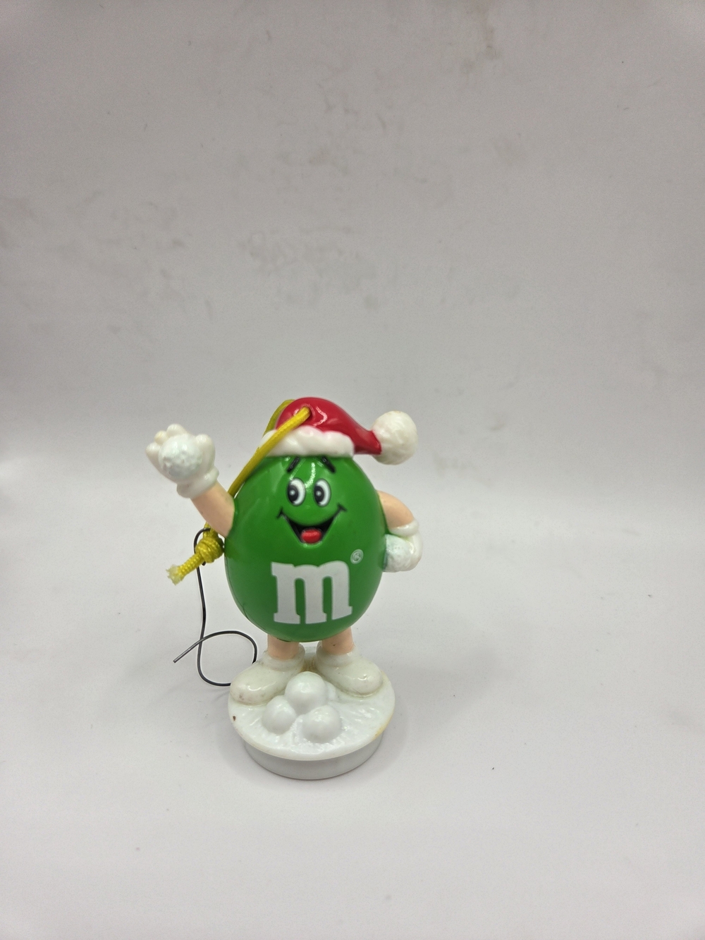Vintage M&M's Green Christmas Ornament Santa Hat Holiday Decor